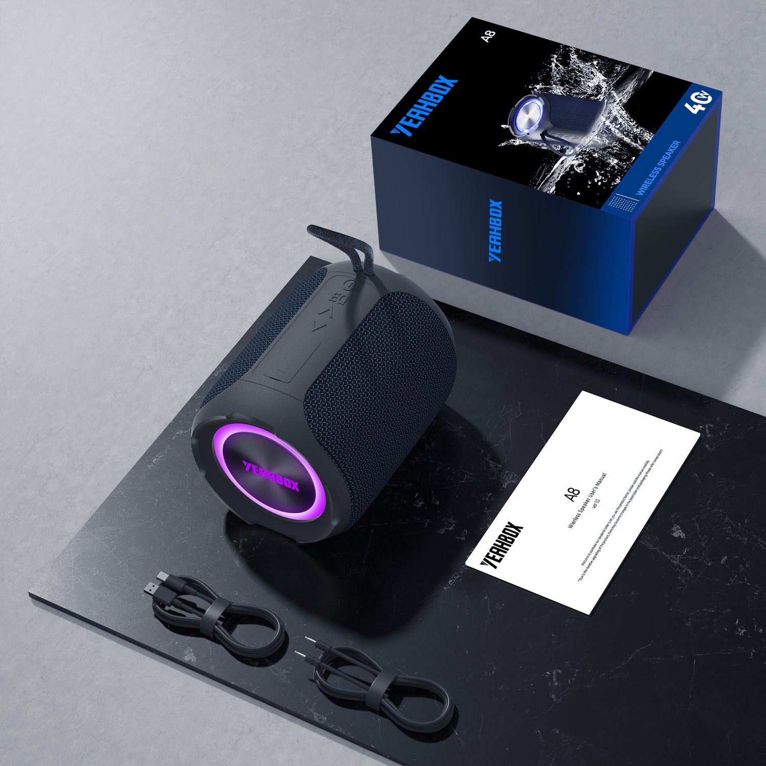 YEAHBOX A8户外便携式40W防水蓝牙音箱低音炮大音量迷你音响系统