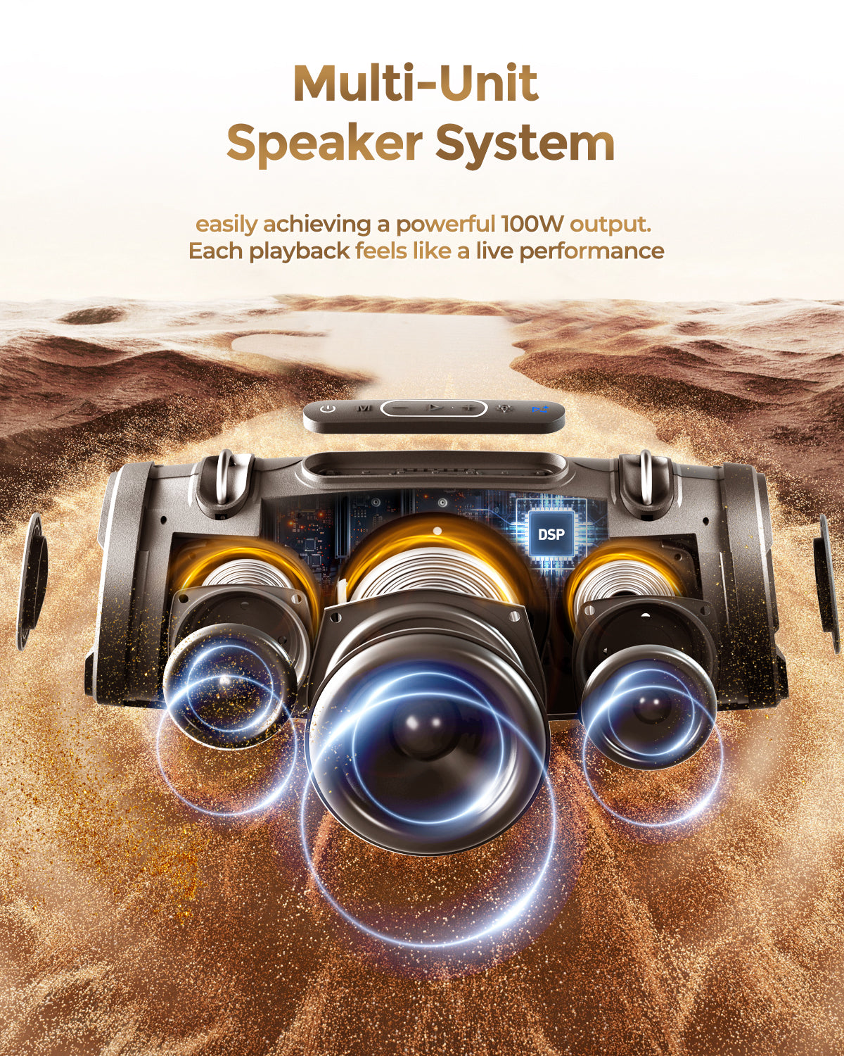 YEAHBOX Bluetooth speaker sonic boom 100W subwoofer outdoor portable high-end desktop computer speaker
