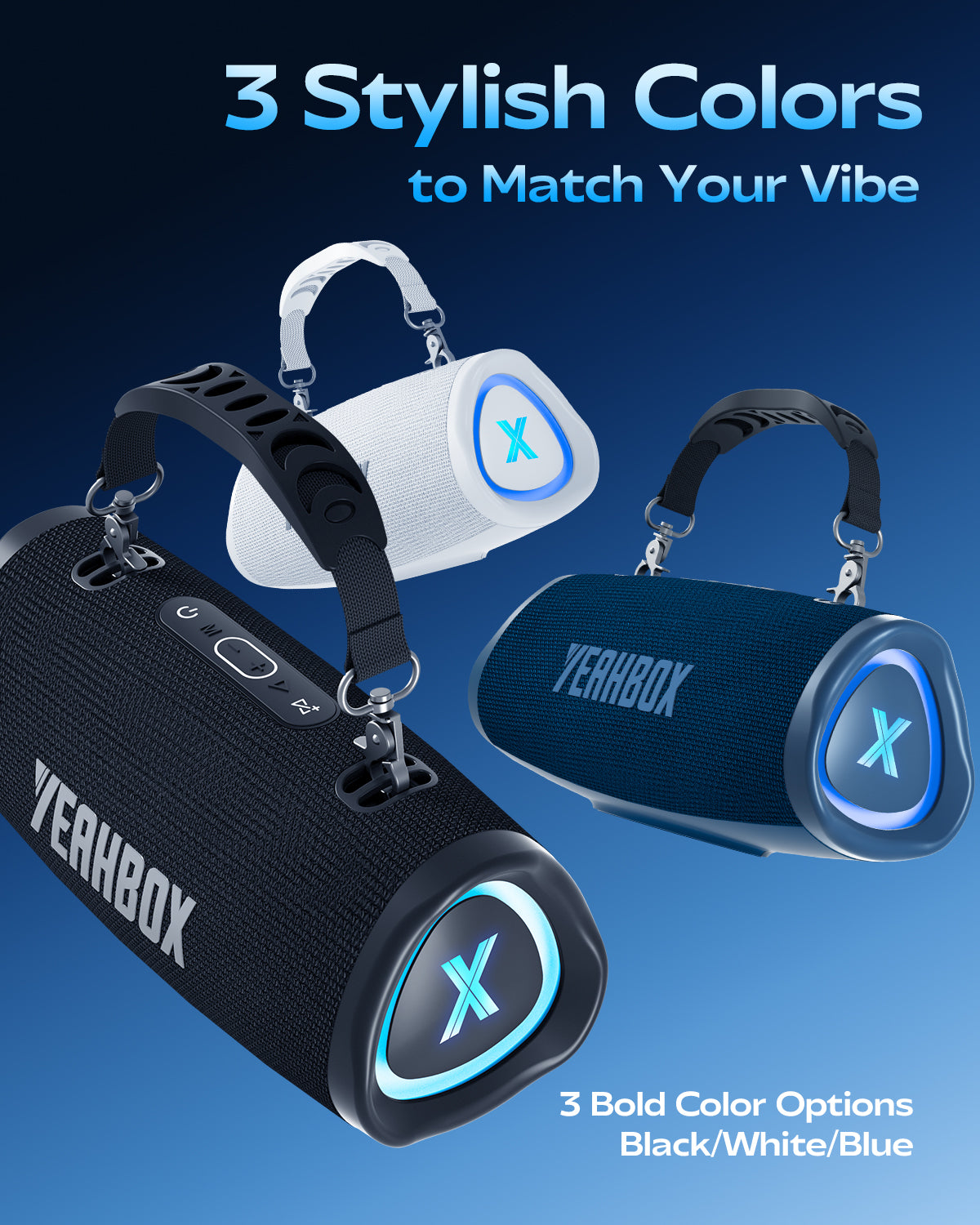 YEAHBOX Sonic Boom POP Bluetooth Speaker, 50W 1.1-Channel Bass System, Racetrack Woofer speaker