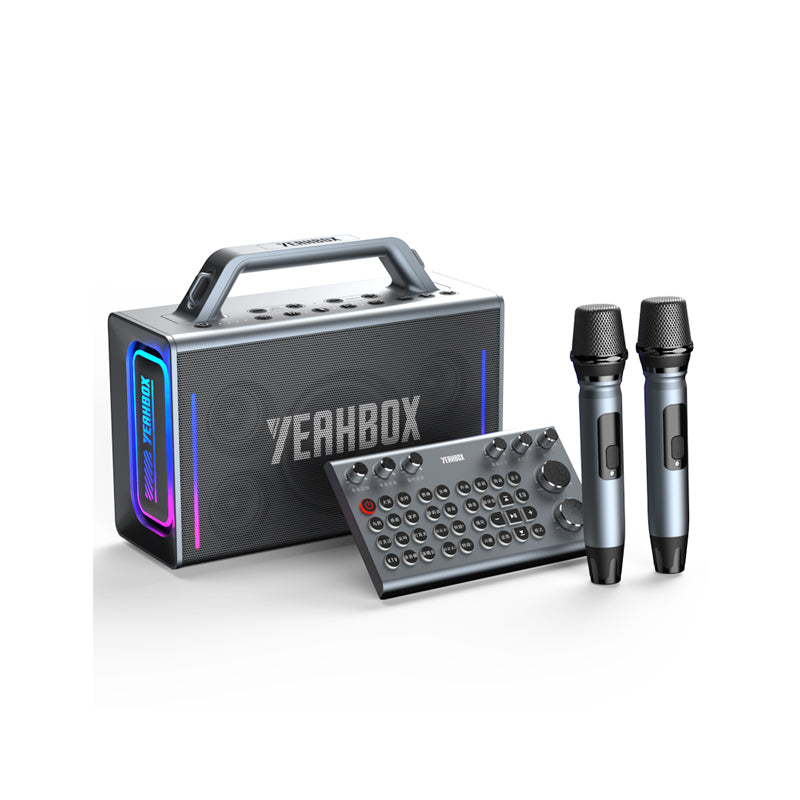 YEAHBOX Thunder 500 蓝牙音箱，带直播和卡拉 OK 声卡，一体式 - 高端户外音响系统