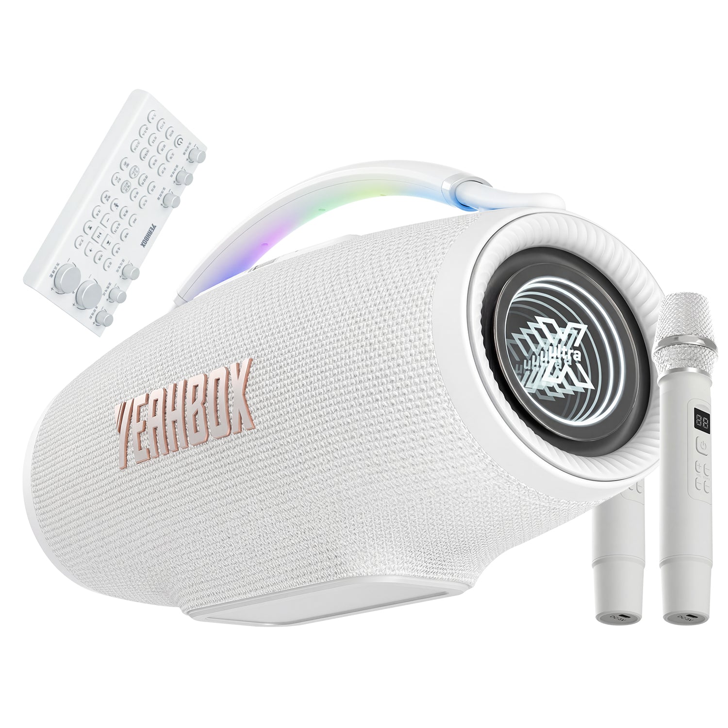 YEAHBOX Sonic Boom Ultra K Portable Bluetooth Party Karaoke Speaker with Dual Wireless Microphones & Mixer, 320W Rated / 500W Peak,