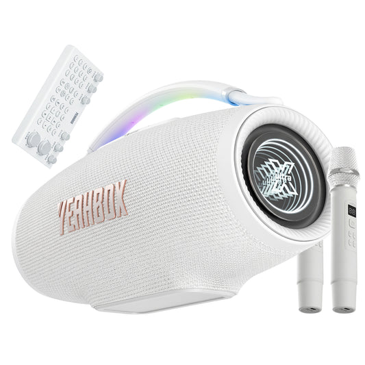 YEAHBOX Sonic Boom Ultra K Portable Bluetooth Party Karaoke Speaker with Dual Wireless Microphones & Mixer, 320W Rated / 500W Peak,
