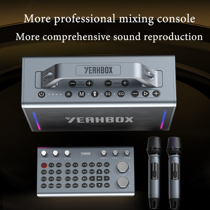 YEAHBOX Thunder 500 蓝牙音箱，带直播和卡拉 OK 声卡，一体式 - 高端户外音响系统