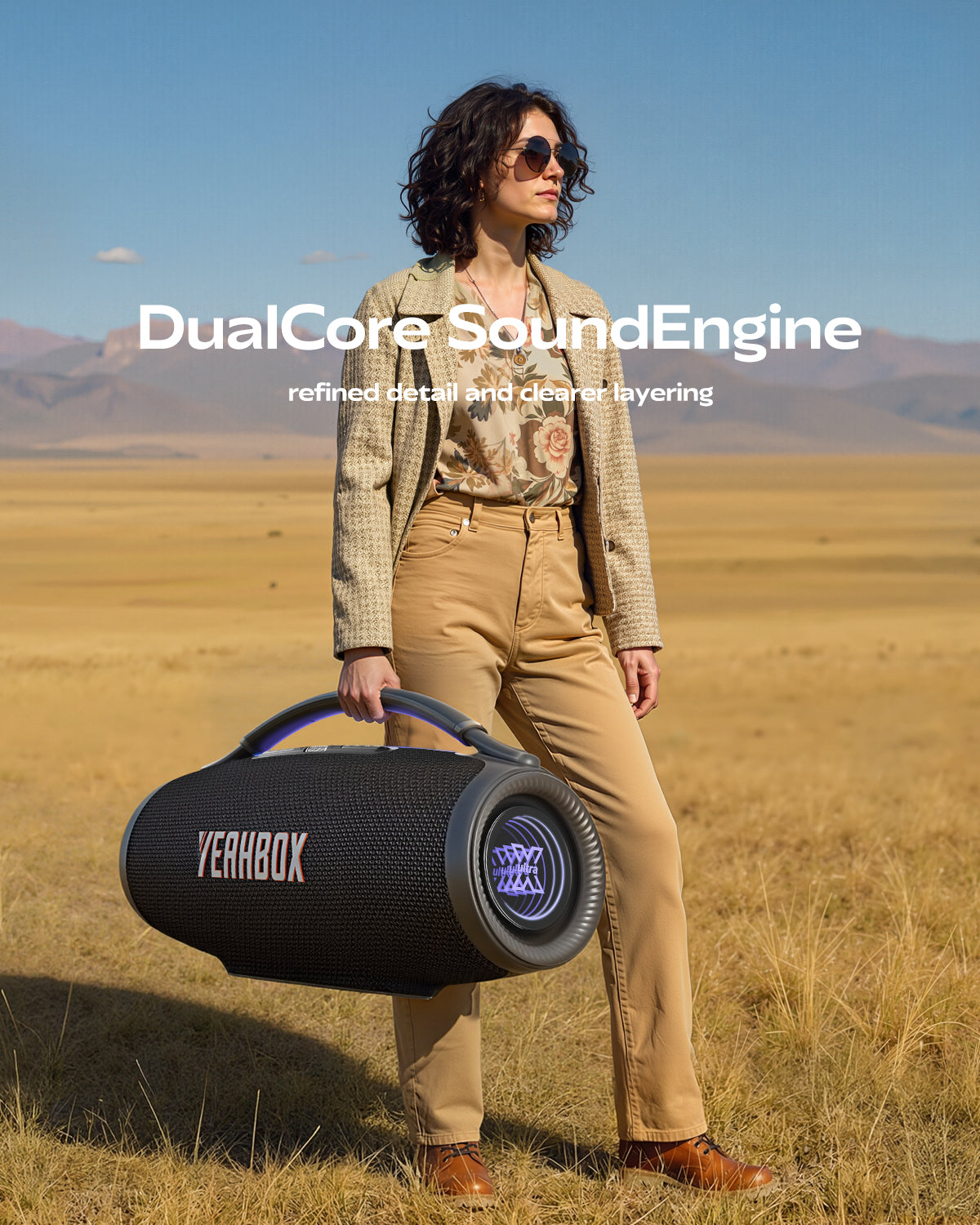 YEAHBOX Sonic Boom Ultra Portable Bluetooth Party Speaker, 320W Rated / 500W Peak