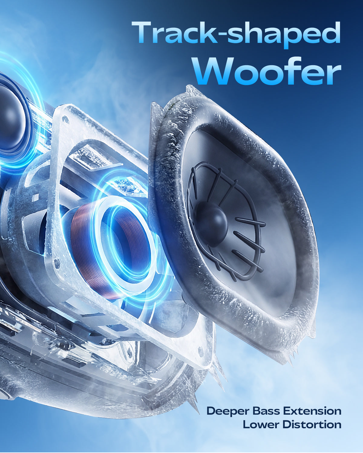 YEAHBOX Sonic Boom POP Bluetooth Speaker, 50W 1.1-Channel Bass System, Racetrack Woofer speaker