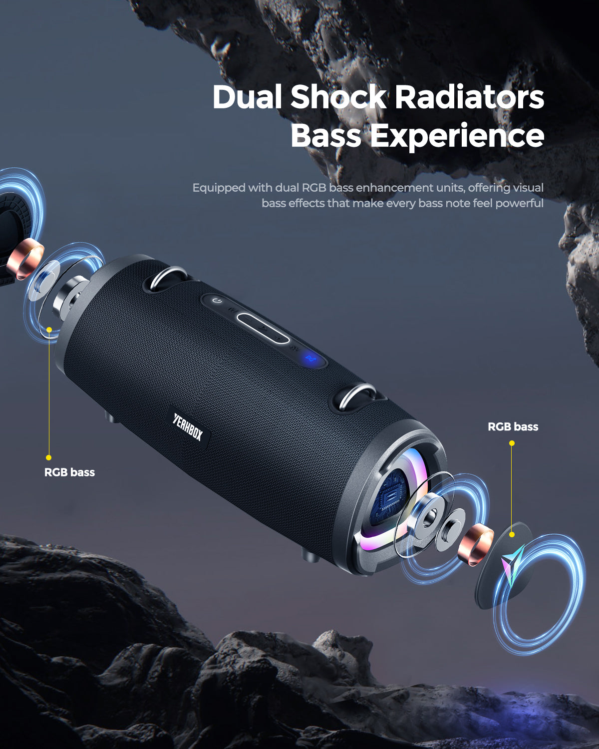 YEAHBOX Bluetooth speaker sonic boom 100W subwoofer outdoor portable high-end desktop computer speaker