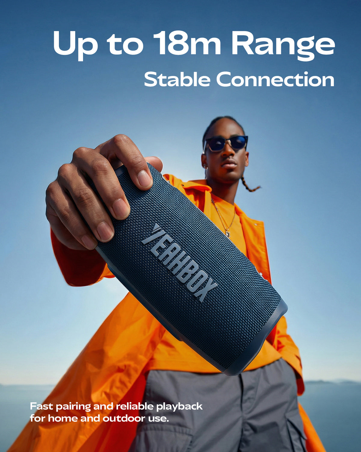 YEAHBOX Sonic Boom POP Bluetooth Speaker, 50W 1.1-Channel Bass System, Racetrack Woofer speaker