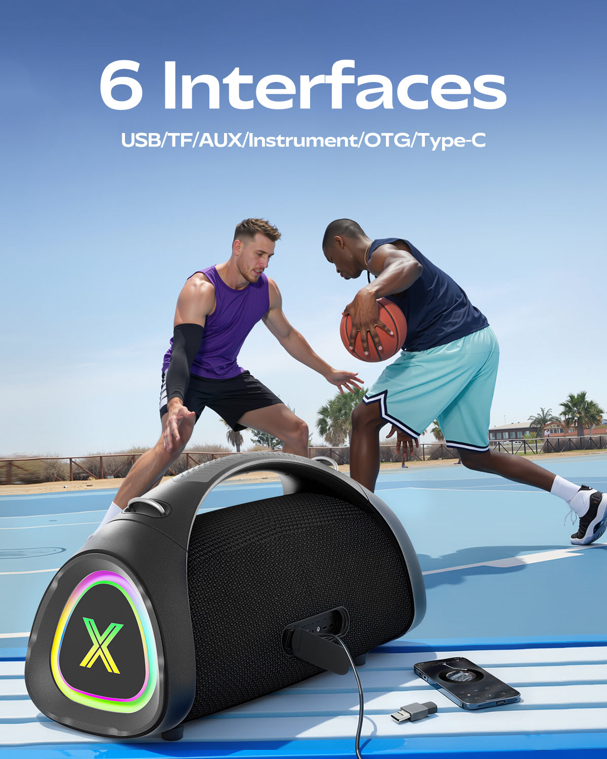 YEAHBOX Sonic Boom Max K Bluetooth Karaoke Speaker with 2 Wireless Microphones, 200W RMS / 300W Peak Power, Smart App EQ, RGB Party Lights, IPX6 Waterproof
