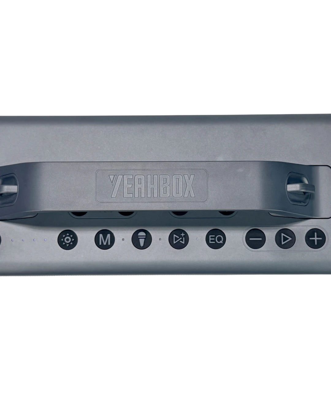 Thunder 500 top control strip with physical playback, lighting, and EQ buttons