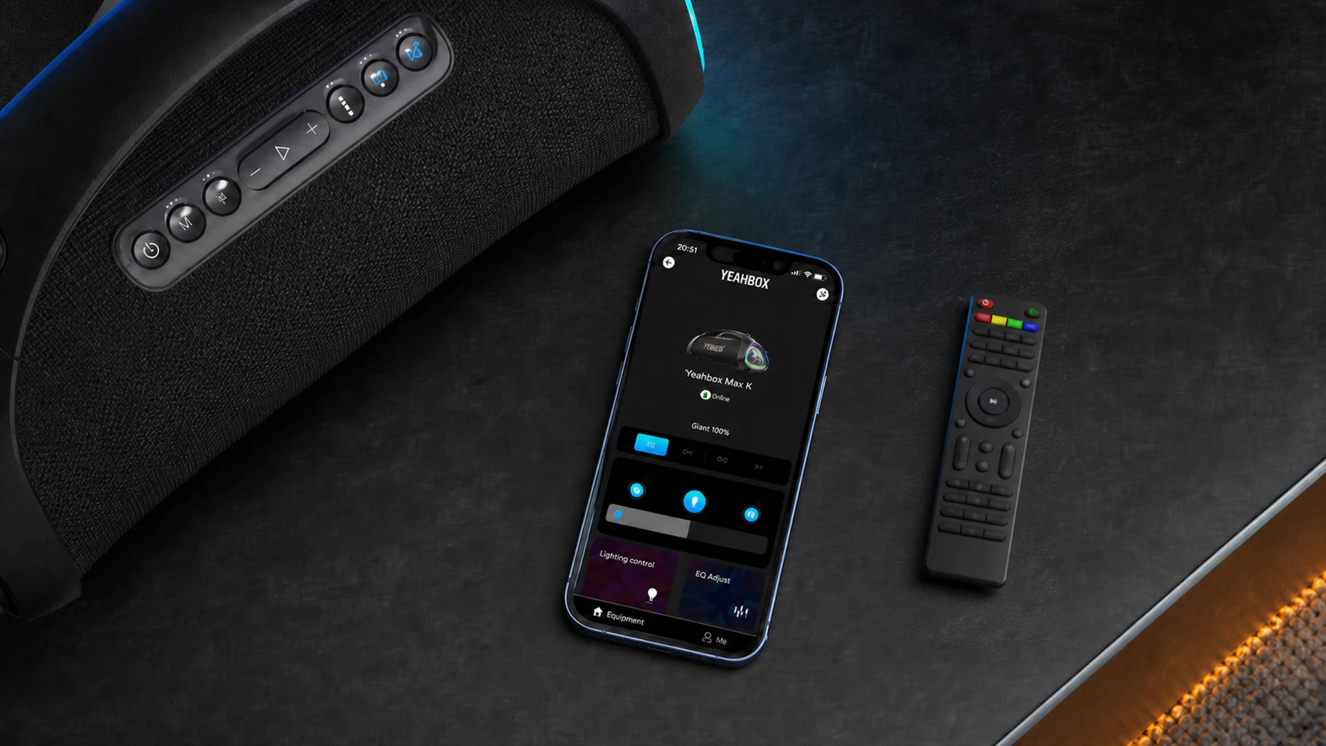 Yeahbox app and one included remote control beside Sonic Boom Max K