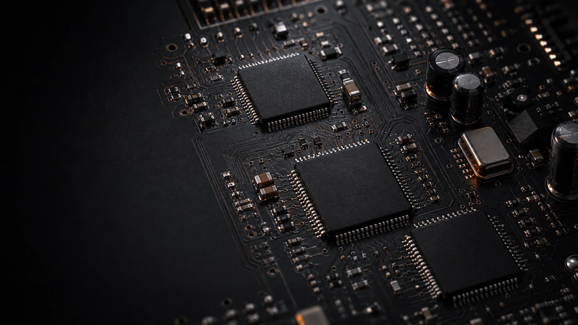 Unbranded circuit-board concept illustrating digital signal processing