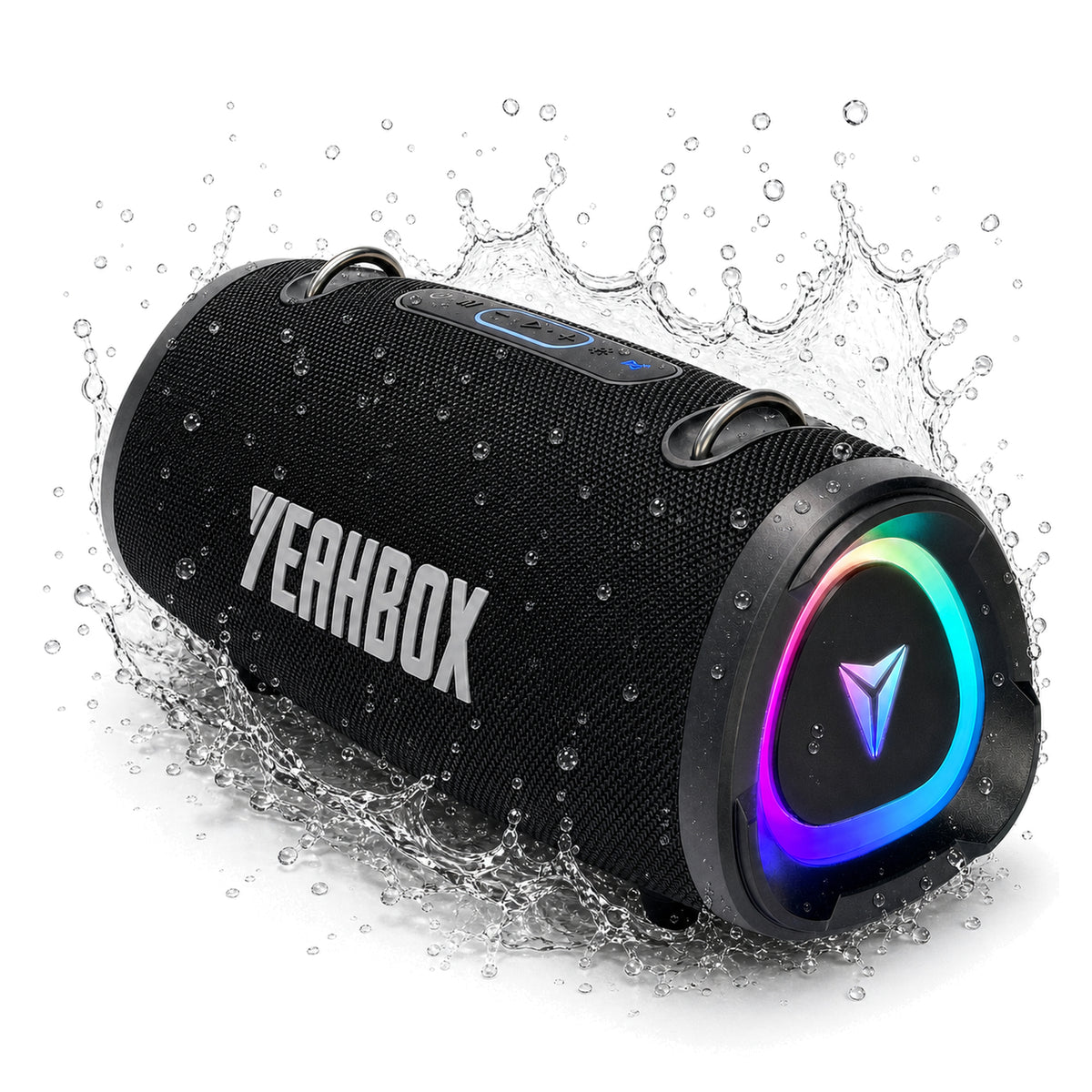 Black Sonic Boom 100W with clear water splashes and no shoulder strap