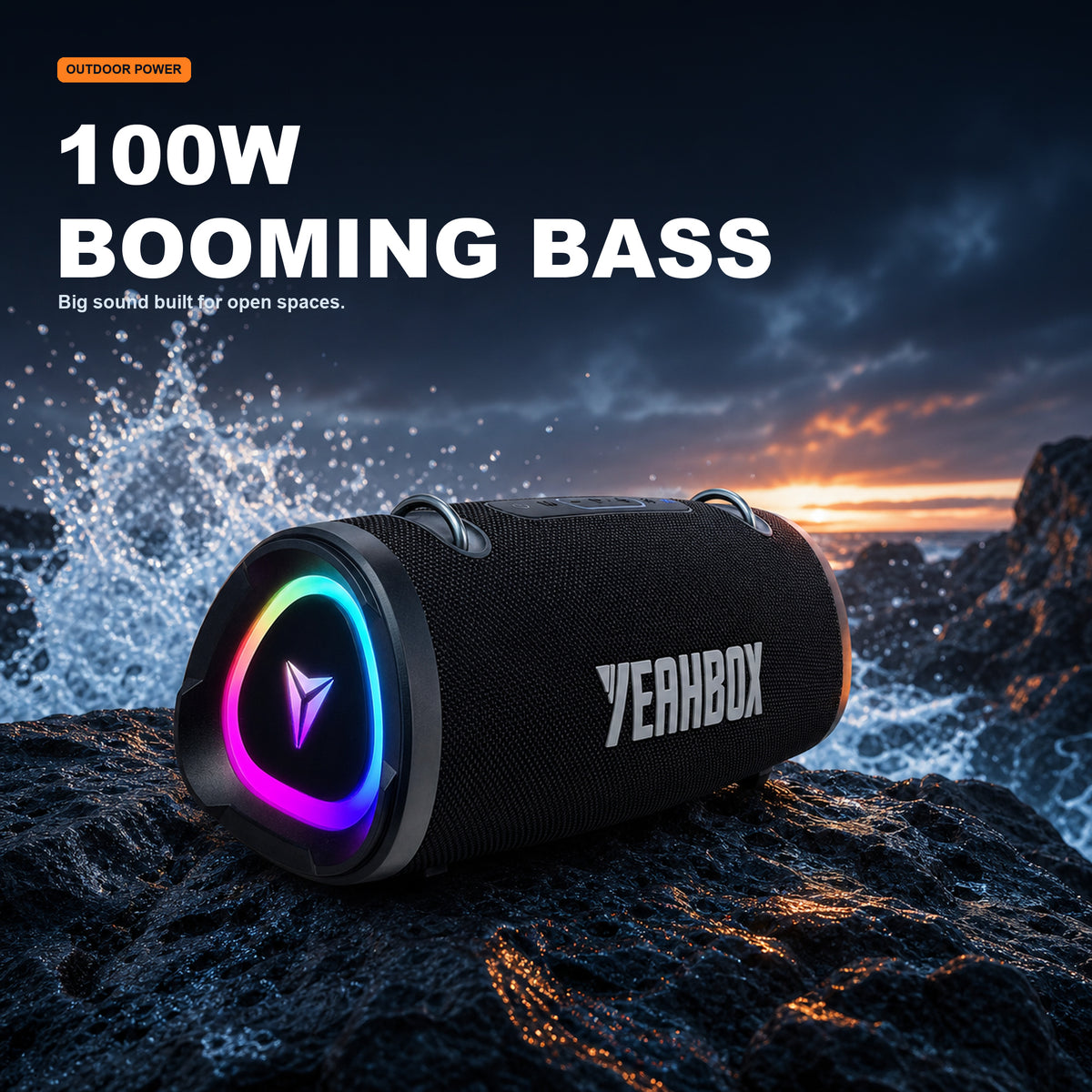 Sonic Boom 100W rated output and bass performance