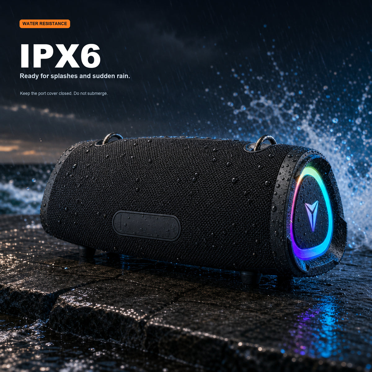 IPX6 water resistance for splashes and light rain