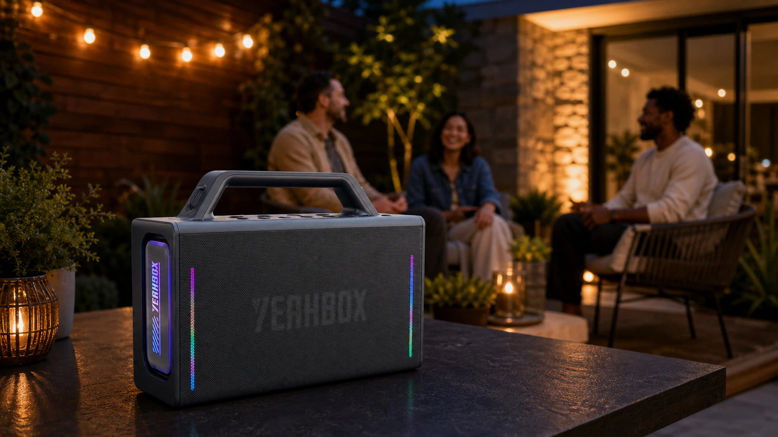 Thunder 500 on a patio table during a warm evening garden gathering