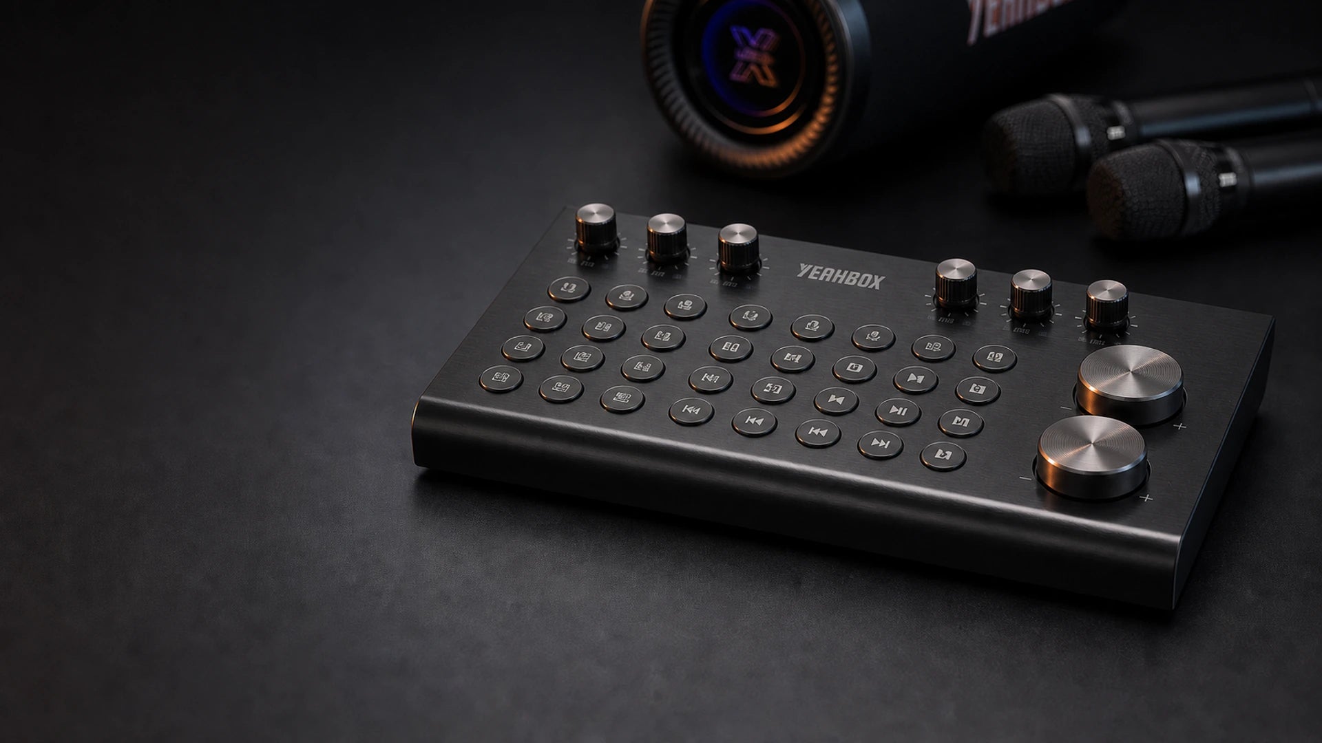 Verified Ultra K mixer with six small rotary controls, two master knobs, and its original button layout