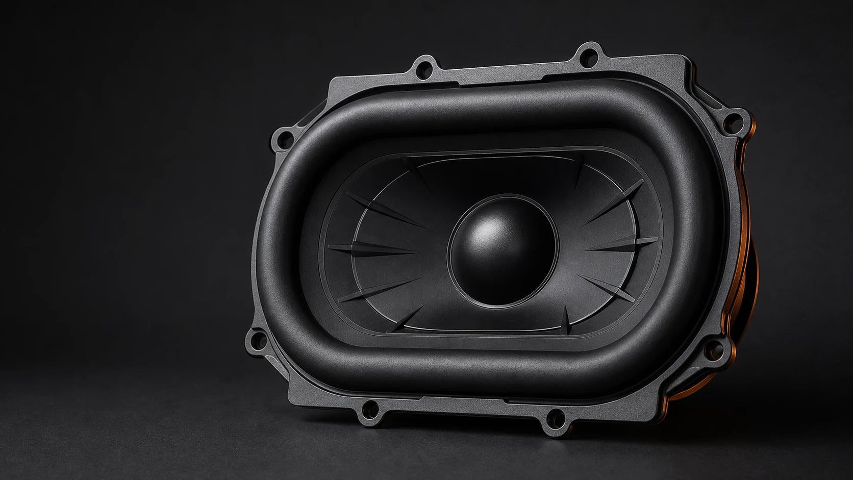Close view of the Sonic Boom Ultra 230 by 165 millimeter racetrack woofer